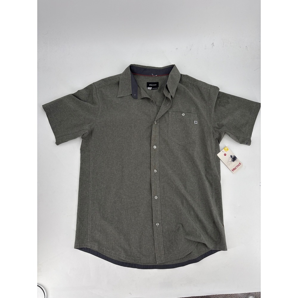 Marmot Windshear SS Shirt Mens Large Cinder Grey Short Sleeve Button Down 54500